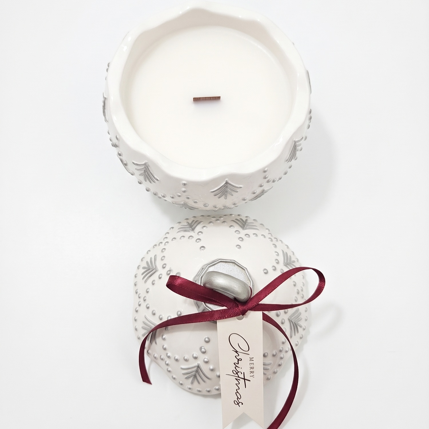 Svijeća Christmas Bauble Enchanted MINI - Bijela / Srebrna / Zimska Čarolija / MINI