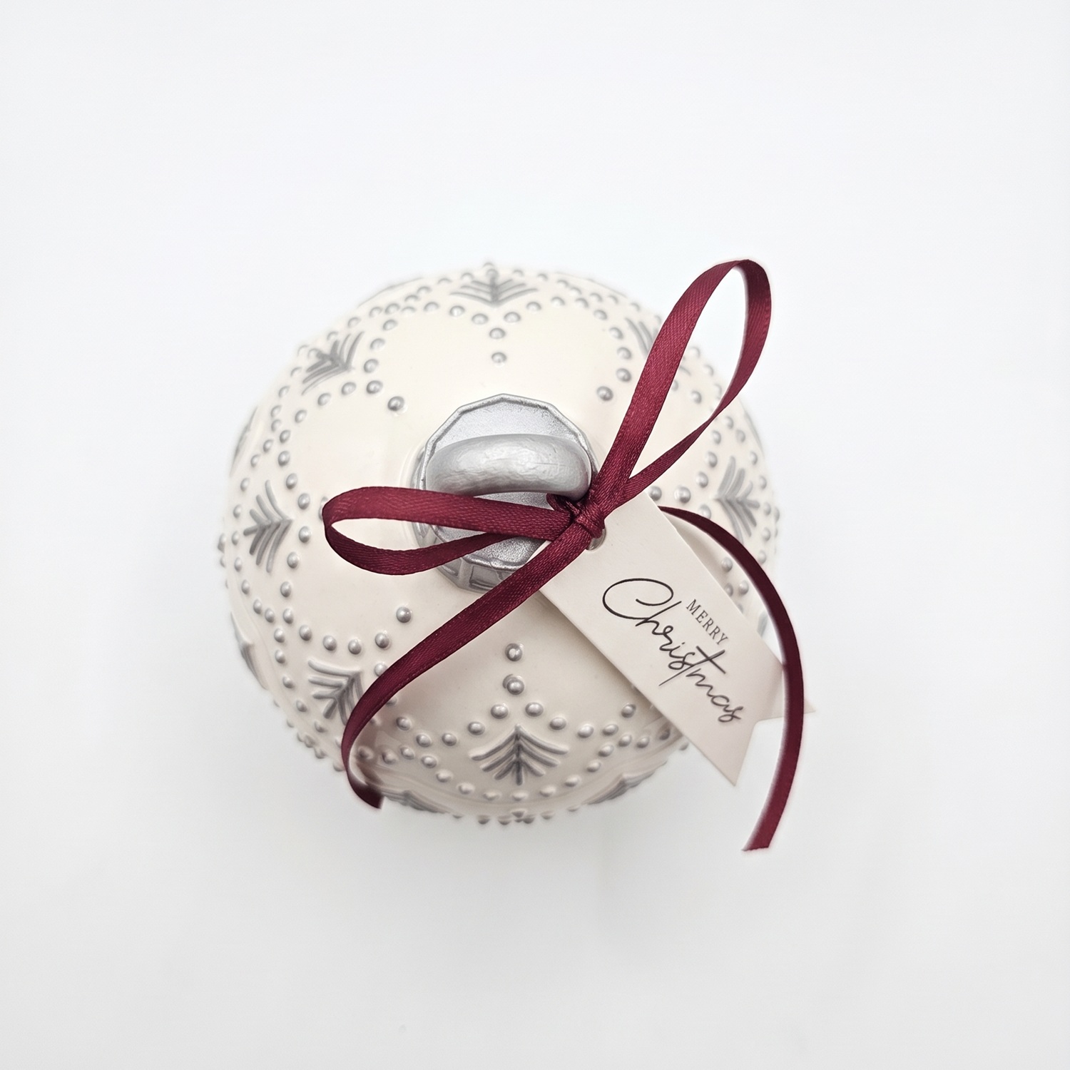 Svijeća Christmas Bauble Enchanted MINI - Bijela / Srebrna / Zimska Čarolija / MINI