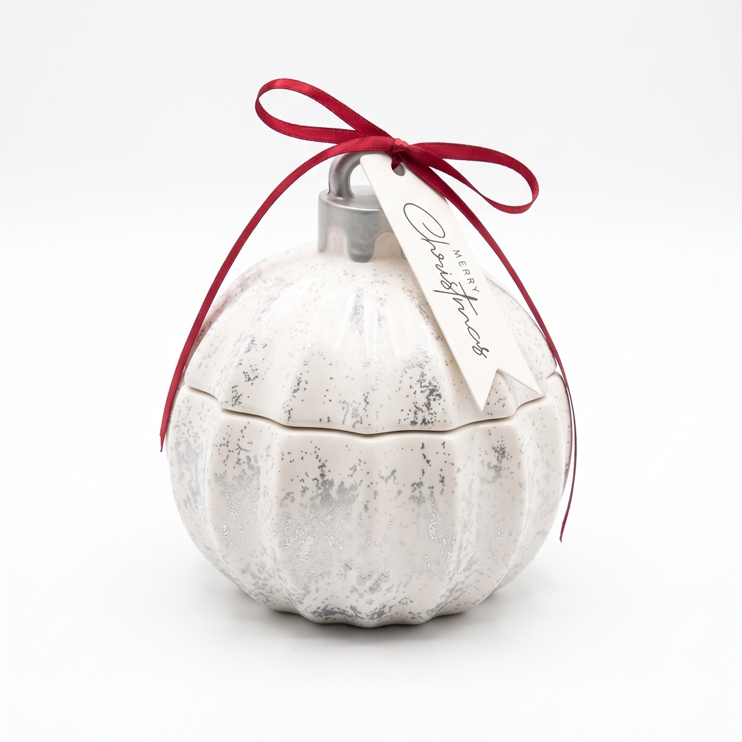 Svijeća Christmas Bauble Glitter MINI - Bijela / Srebrna / Zimska čarolija