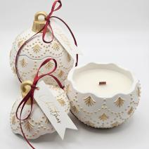Svijeća Christmas Bauble Enchanted - Bijela / Zlatna / Zimska čarolija