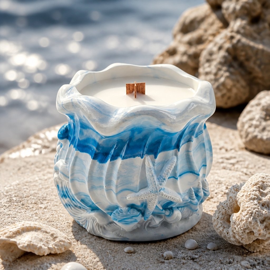 Svijeća Ocean - Bijela / Plava / Limeta, Mango